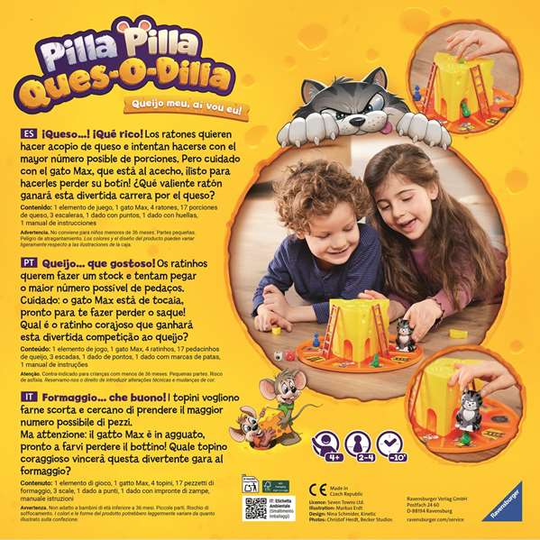 Ravensburger Jeu Pilla Pilla Ques-O-Dilla Course de souris pour le fromage dès 4 ans Ravensburger Jeu Pilla Pilla Ques-O-Dilla Course de souris pour le fromage dès 4 ans