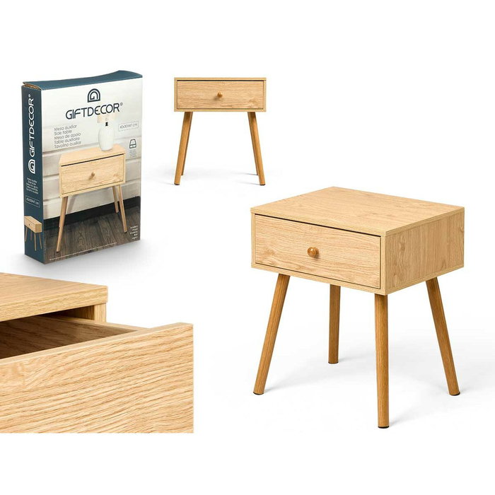 GIFTDECOR Mesita Auxiliar Cajon Naturel
