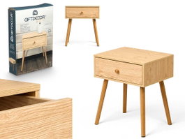 Giftdecor Table d'appoint naturelle avec tiroir en bois 40x30x47 cm