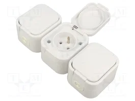 ABEX Socle d'alimentation AC 2P+PE Gris 16A 250VAC