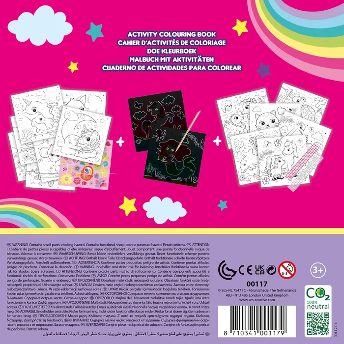 SES CREATIVE Cahier d'activités effaçable 3 en 1 - Coloriage à paillettes pour enfants - Rose SES CREATIVE Cahier d'activités effaçable 3 en 1 - Coloriage à paillettes pour enfants - Rose