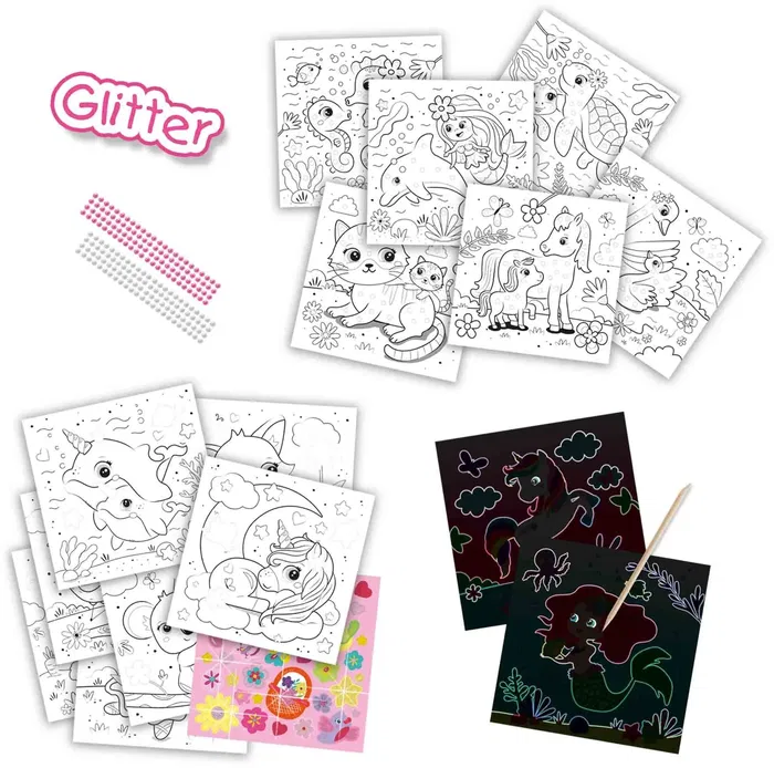SES CREATIVE Cahier d'activités effaçable 3 en 1 - Coloriage à paillettes pour enfants - Rose SES CREATIVE Cahier d'activités effaçable 3 en 1 - Coloriage à paillettes pour enfants - Rose