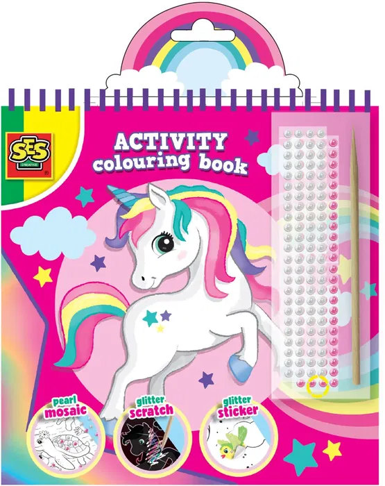SES CREATIVE Cahier d'activités effaçable 3 en 1 - Coloriage à paillettes pour enfants - Rose SES CREATIVE Cahier d'activités effaçable 3 en 1 - Coloriage à paillettes pour enfants - Rose