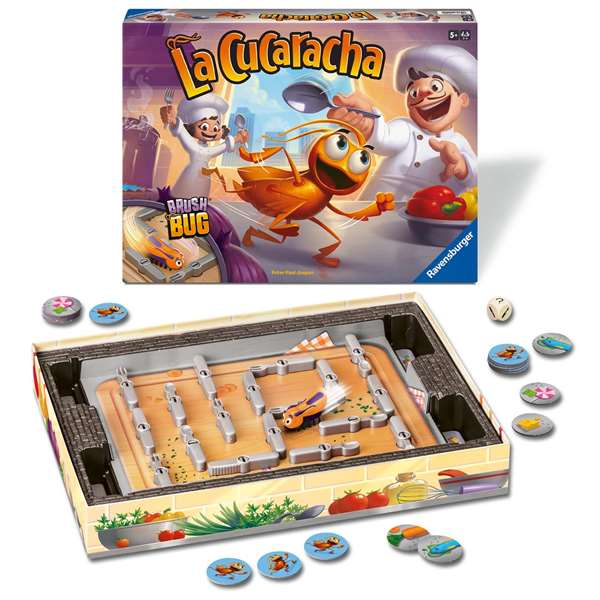 Ravensburger - Jeu La Cucaracha, Attrapez l'insecte qui court avec les couverts, jeu de société animé pour enfants à partir de 8 ans