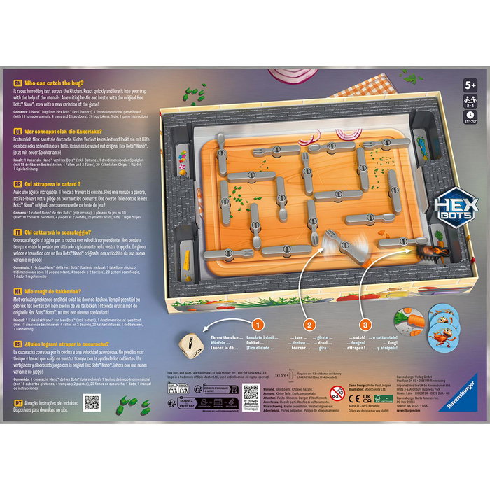 Ravensburger Jeu de société La Cucaracha Refresh 22440 Hex Bots Nano, Jeu d'action et de réflexion pour enfants dès 5 ans