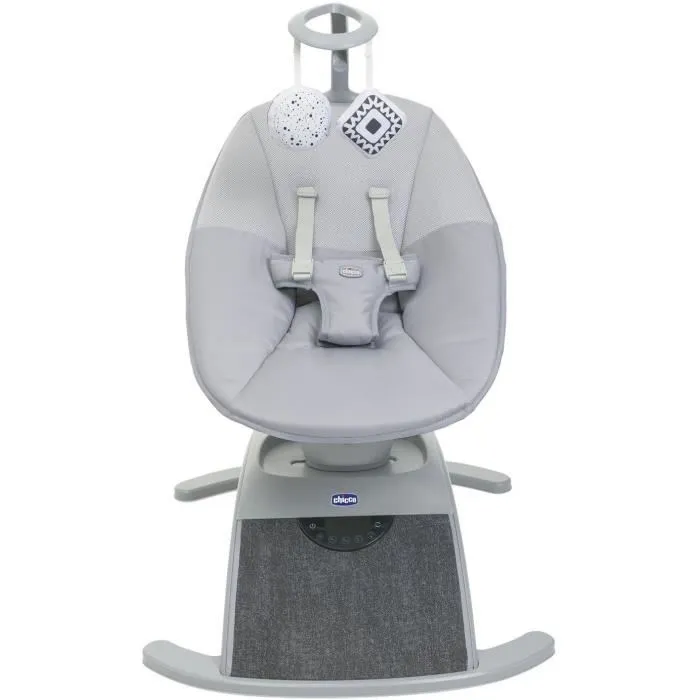 Chicco Comfy Wave Balancelle Électronique pour Bébé - Gris - 61 x 75 x 61 cm - 8 Mouvements, 15 Mélodies, Tissu 3D Respirant, Barre de Jeu Amovible