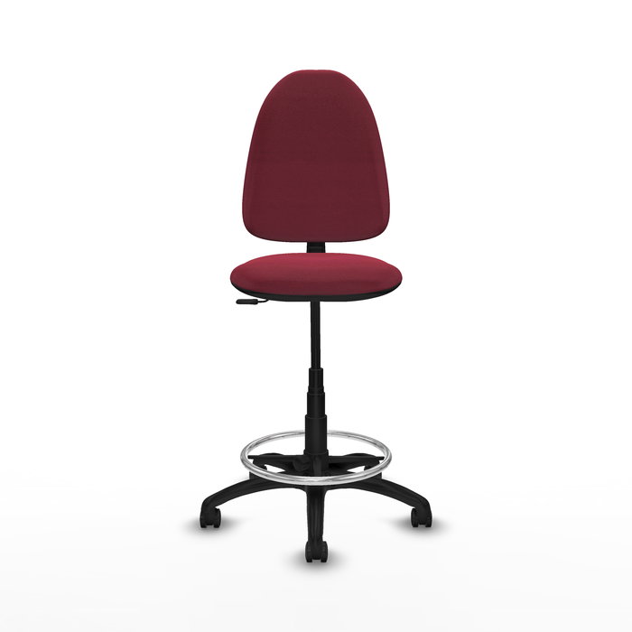 Tabouret Aýna taburete Contact permament de base Tissu Bordeaux Structure polyamide noire Sans accoudoirs Sans appui-tête Roulettes pour moquette