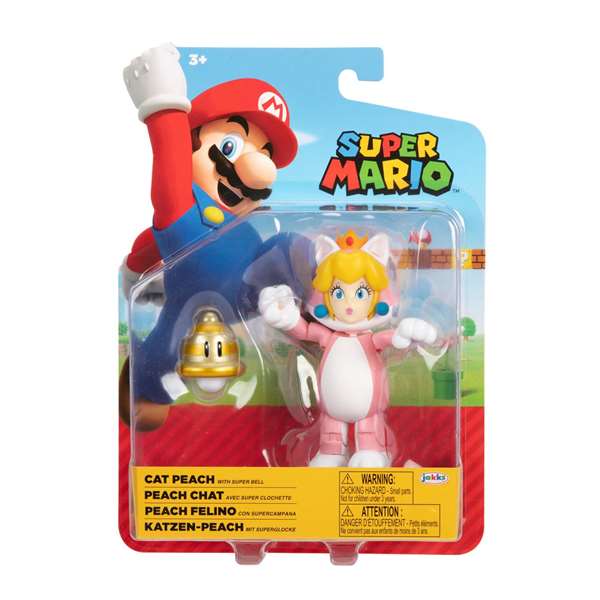 Jakks Pacific Figurines Super Mario 10 cm - Série de 5 modèles assortis en PVC (Bone Planta Piranha, Raccoon Mario, Red Koopa, Shy Guy, Cat Peach)
