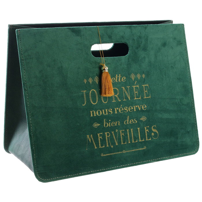 Home Deco Factory Revistero Pliable en Velours Vert Home Deco Factory Revistero Pliable en Velours Vert