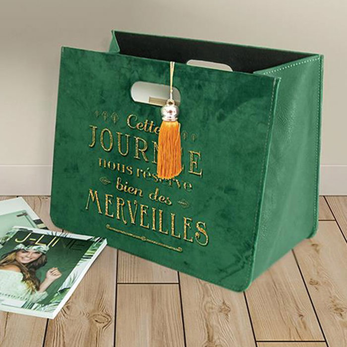 Home Deco Factory Revistero Pliable en Velours Vert Home Deco Factory Revistero Pliable en Velours Vert