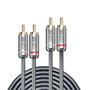 Lindy Câble Audio Cromo Line 2x RCA, 2m, Anthracite