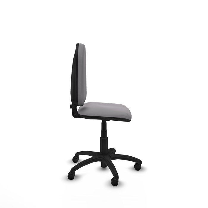 Chaise de bureau Aýna avec mécanisme Contact permanent de base, rembourrée en simili cuir gris. Équipée d'une base en polyamide noir, sans accoudoirs et avec des roulettes pour parquet. Chaise de bureau Aýna avec mécanisme Contact permanent de base, rembourrée en simili cuir gris. Équipée d'une base en polyamide noir, sans accoudoirs et avec des roulettes pour parquet.