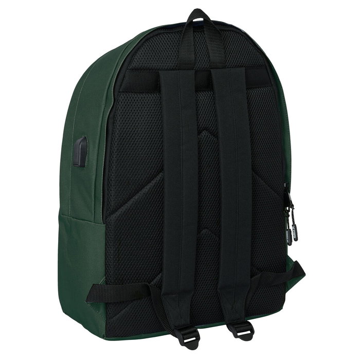 Munich Basics Sac à dos double pour ordinateur portable 15,6 pouces avec port USB, vert, 31x44x18 cm