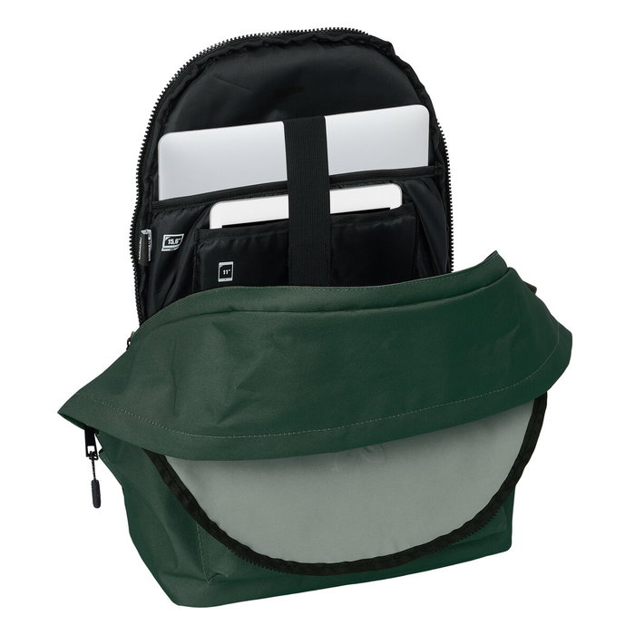 Munich Basics Sac à dos double pour ordinateur portable 15,6 pouces avec port USB, vert, 31x44x18 cm