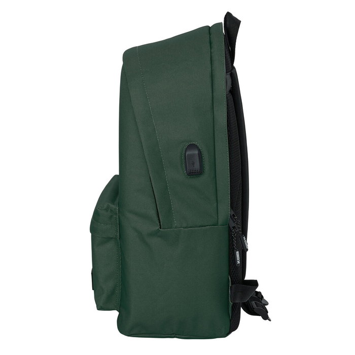 Munich Basics Sac à dos double pour ordinateur portable 15,6 pouces avec port USB, vert, 31x44x18 cm