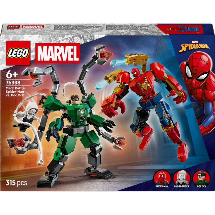 LEGO Marvel Batalla de Armaduras Robóticas : Spider-Man vs. Doc Ock (76338) avec 2 robots articulés et 3 minifigurines LEGO Marvel Batalla de Armaduras Robóticas : Spider-Man vs. Doc Ock (76338) avec 2 robots articulés et 3 minifigurines