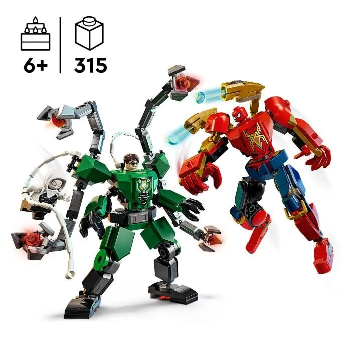 Lego 76338 Marvel - Le Combat des Robots: Spider-Man contre Docteur Octopus, Jeu de Construction 6 Ans et Plus, avec 2 Robots et 3 Minifigurines
