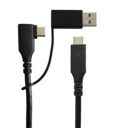 MicroConnect Adaptateur USB 3.2 Gen 1 USB-C mâle angulé vers USB-C mâle + USB-A mâle/USB-C femelle, 1m, Noir
