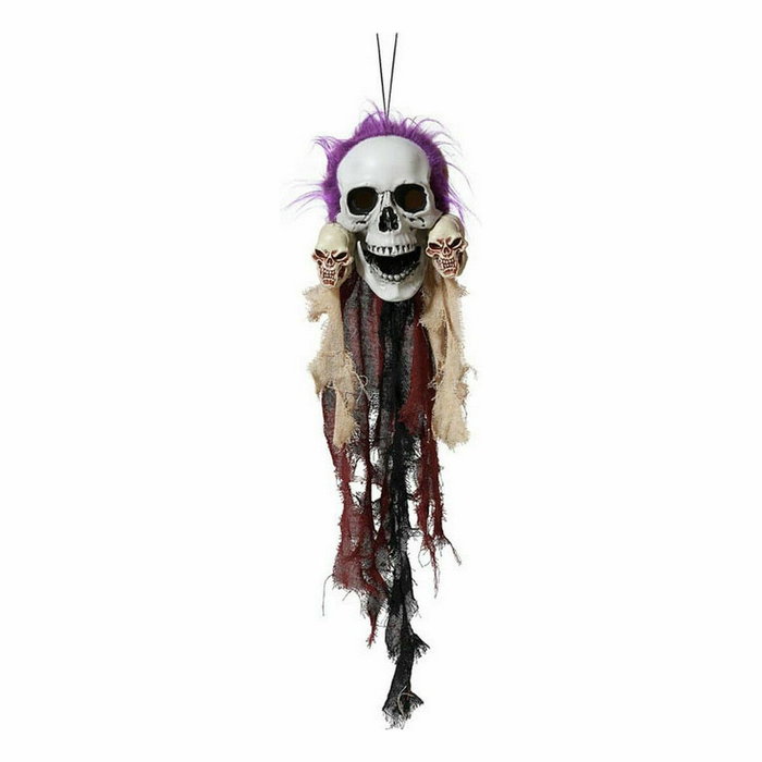 BigBuy Home Pendentif de squelette pirate avec cheveux violets et yeux lumineux