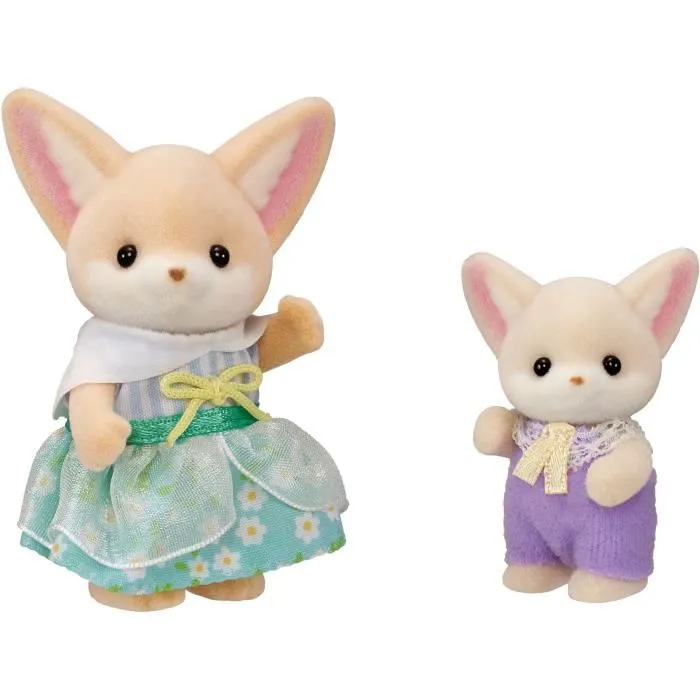 Sylvanian Families - Set de pique-nique Fennec avec 2 personnages, vélo et accessoires (nappe, panier, thermos, vaisselle, nourriture) - Jouet pour enfants dès 3 ans
