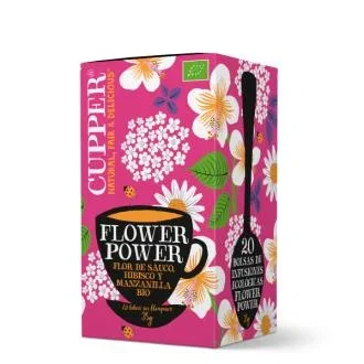 Cupper Flower Power Infusion Bio 20 Sachets, Mélange de Fleurs de Sureau, Camomille et Hibiscus Cupper Flower Power Infusion Bio 20 Sachets, Mélange de Fleurs de Sureau, Camomille et Hibiscus
