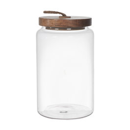 Home Deco Factory Bocal avec Couvercle en Acacia 105 cl