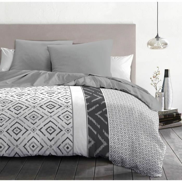 Home Linge Passion Parure de couette ETHNO Gris 220 x 240 cm