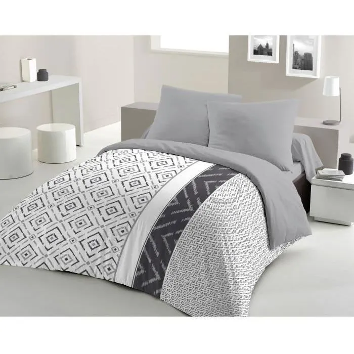 Home Passion Parure de couette microfibre ETHNO Gris 220x240cm et 2 Taies d'oreiller 63x63cm Home Passion Parure de couette microfibre ETHNO Gris 220x240cm et 2 Taies d'oreiller 63x63cm