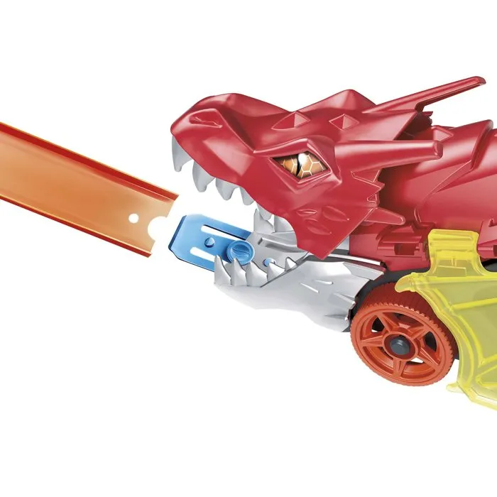 Hot Wheels City Transporteur Dragon Lanceur 2-en-1 - Camion Transport avec Ailes, Rampe et Lanceur Intégré - Pour Enfants Dès 3 Ans