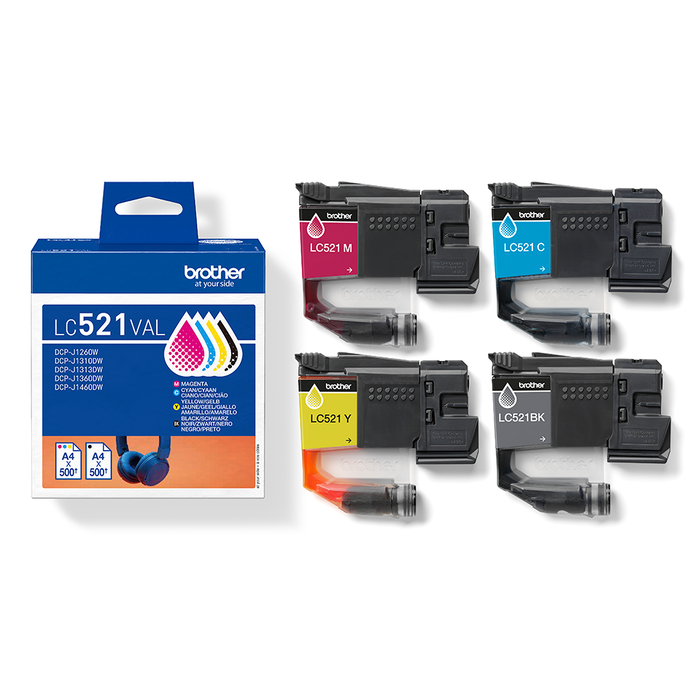 Brother LC521VAL Multipack Cartouches d'encre Original Noir Cyan Magenta Jaune