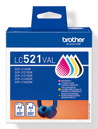 Brother LC-521VAL / LC521VAL Pack Multipack d'encre 4 cartouches - Noir, Cyan, Magenta, Jaune