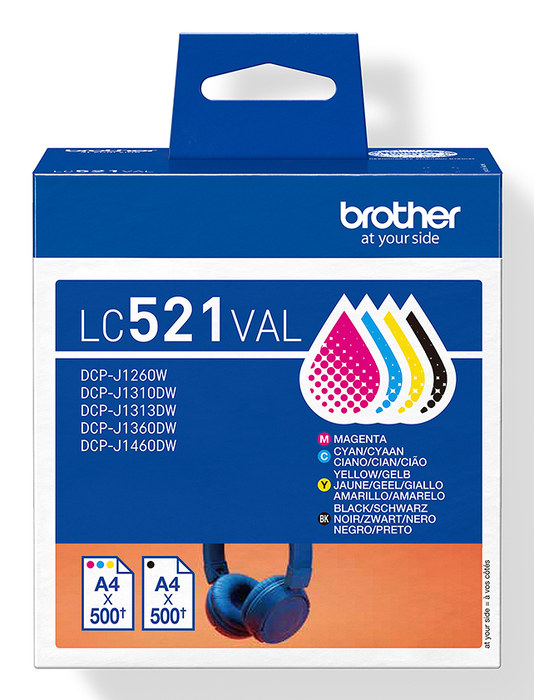 Brother LC521VAL Multipack Noir, Cyan, Magenta, Jaune Brother LC521VAL Multipack Noir, Cyan, Magenta, Jaune