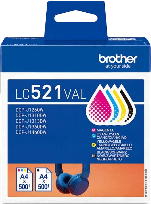 Brother LC521VAL Multipack Noir, Cyan, Magenta, Jaune Brother LC521VAL Multipack Noir, Cyan, Magenta, Jaune