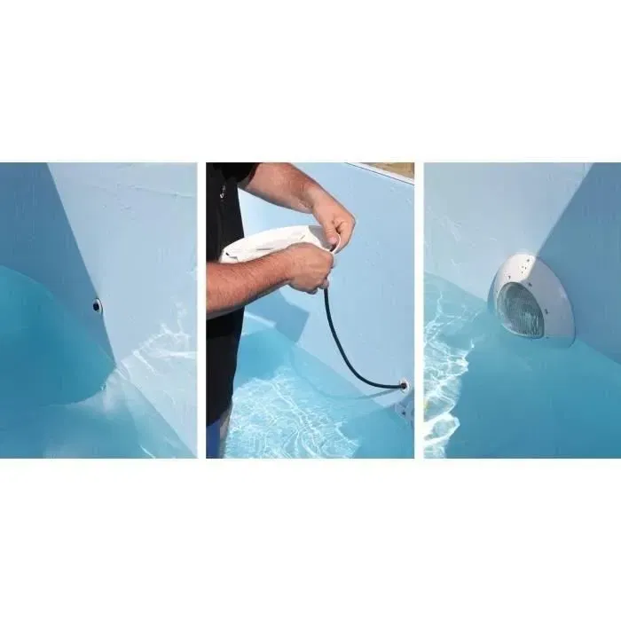 Ubbink Spot LED 350 Blanc pour Piscines en Bois, IP68, 24W, 12VAC/50Hz, avec Transformateur Extérieur - Garantie 2 Ans