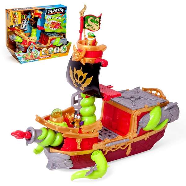 Magic Box - Barque du Kraken Piratix Shark Treasure, avec 2 personnages, 1 pièce exclusive, 2 accessoires et 6 pièces en or Magic Box - Barque du Kraken Piratix Shark Treasure, avec 2 personnages, 1 pièce exclusive, 2 accessoires et 6 pièces en or