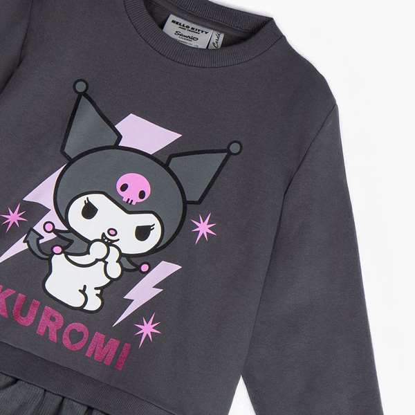 Cerdá Sweat-Shirt French Terry TUL Hello Kitty Kuromi - Taille 6 Ans (6 Années) - Couleur Gris Foncé