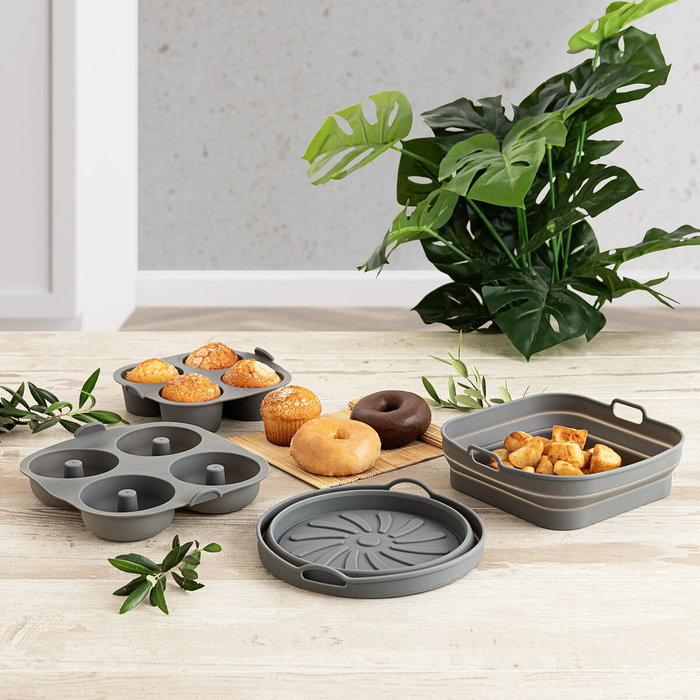 Quid Naturalia Moule à Muffins en Silicone Gris 18x16x6 cm (12 Unités) - Durable et Résistant