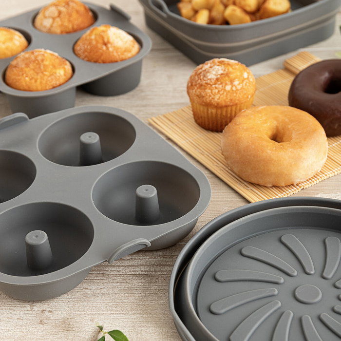 Quid Naturalia Moule à Muffins en Silicone Gris 18x16x6 cm (12 Unités) - Durable et Résistant