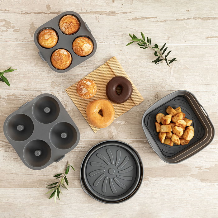 Quid Naturalia Moule à Muffins en Silicone Gris 18x16x6 cm (12 Unités) - Durable et Résistant