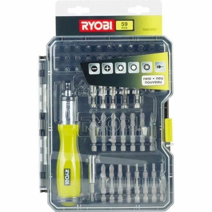 Ryobi RAK59SD Coffret de vissage 59 accessoires avec tournevis à cliquet Ryobi RAK59SD Coffret de vissage 59 accessoires avec tournevis à cliquet