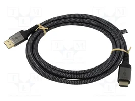 GOOBAY Câble DisplayPort vers HDMI, textile, 3m, noir-gris