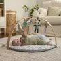 Ingenuity Cosy Spot Elephant - Tapis d'éveil pliable bébé 0-36 mois, arché de jeu en bois, coussin réversible, miroir et 5 jouets sensoriels détachables