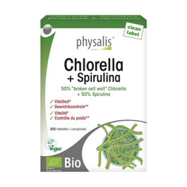 Physalis Chlorella et Spirulina Bio 200 comprimés