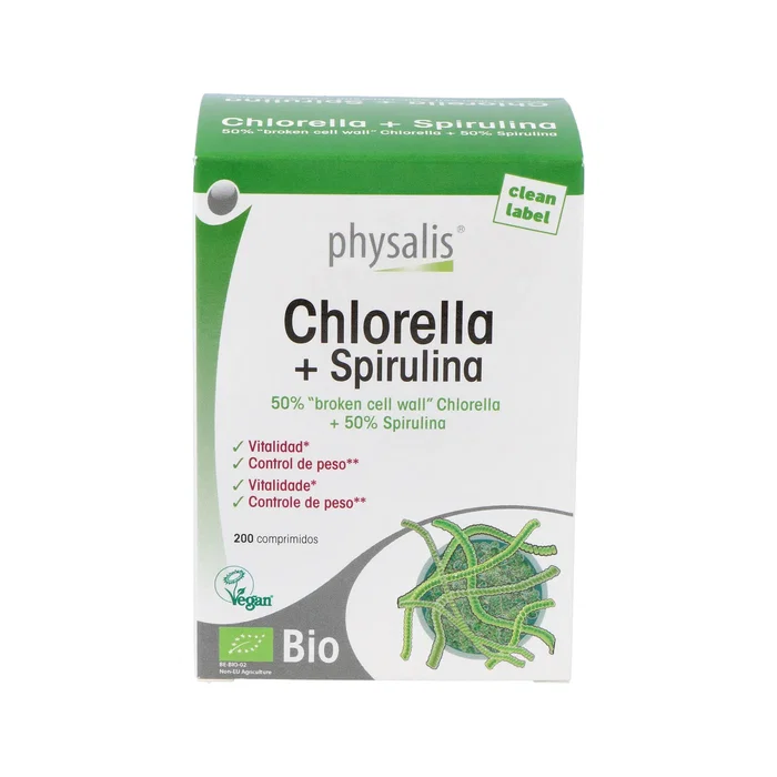 PHYSALIS Chlorella+Spirulina Bio 200 Comprimés PHYSALIS Chlorella+Spirulina Bio 200 Comprimés