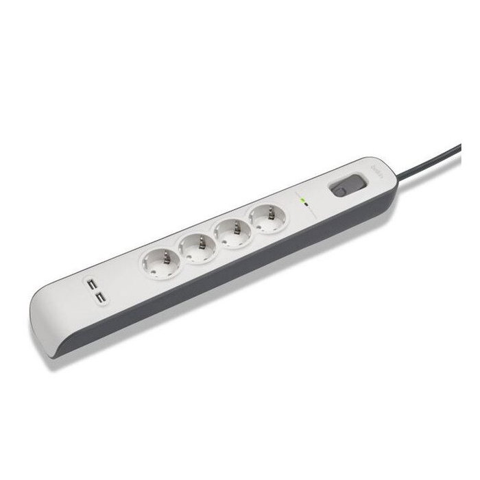 Belkin BSV401VF2M-V2 Multiprise 4 Prises + 2 Ports USB Protection Surtension 525 Joules Câble 2 m Blanc
