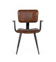 GINER Y COLOMER - Lot de 2 chaises design avec structure robuste en tube de fer noir et assise en cuir de vache marron, style moderne et épuré