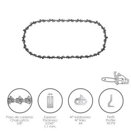 PAPILLON Chaîne de tronçonneuse 3/8'' / 0.043'' 1,1 mm 44 Maillons 90 PX