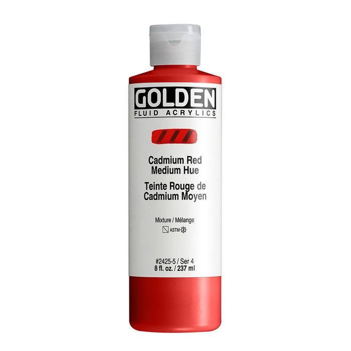 Golden Peinture Acrylique Fluide Rouge de Cadmium Moyen 237 ml Golden Peinture Acrylique Fluide Rouge de Cadmium Moyen 237 ml