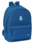Safta Mochila Double Sac à Dos pour Ordinateur Portable 15,6 Pouces + Port USB Charging Real Madrid pour Fille Bleu 31x44x18 cm