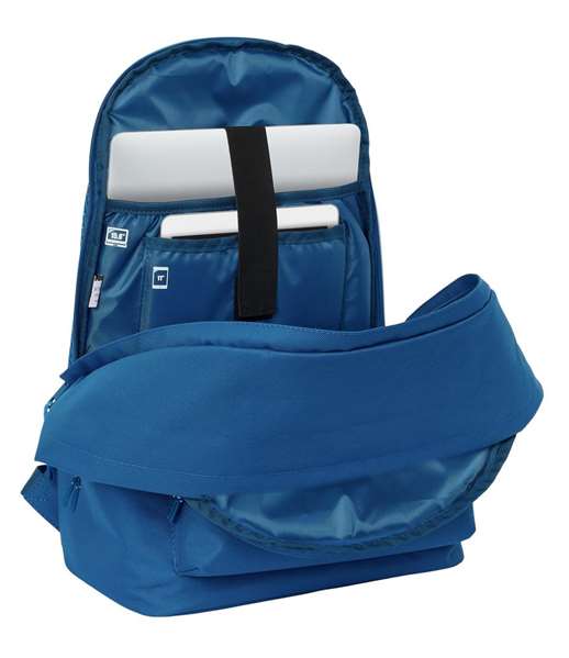 Safta Mochila Double Sac à Dos pour Ordinateur Portable 15,6 Pouces + Port USB Charging Real Madrid pour Fille Bleu 31x44x18 cm